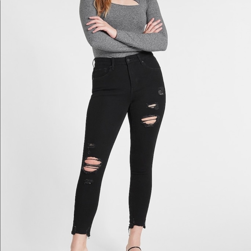 COPY - Express Black Ripped mid rise jeans